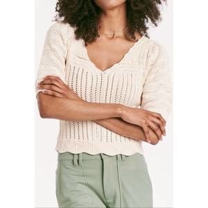 NEW ANOTHER LOVE lilibet top vintage crochet in beige